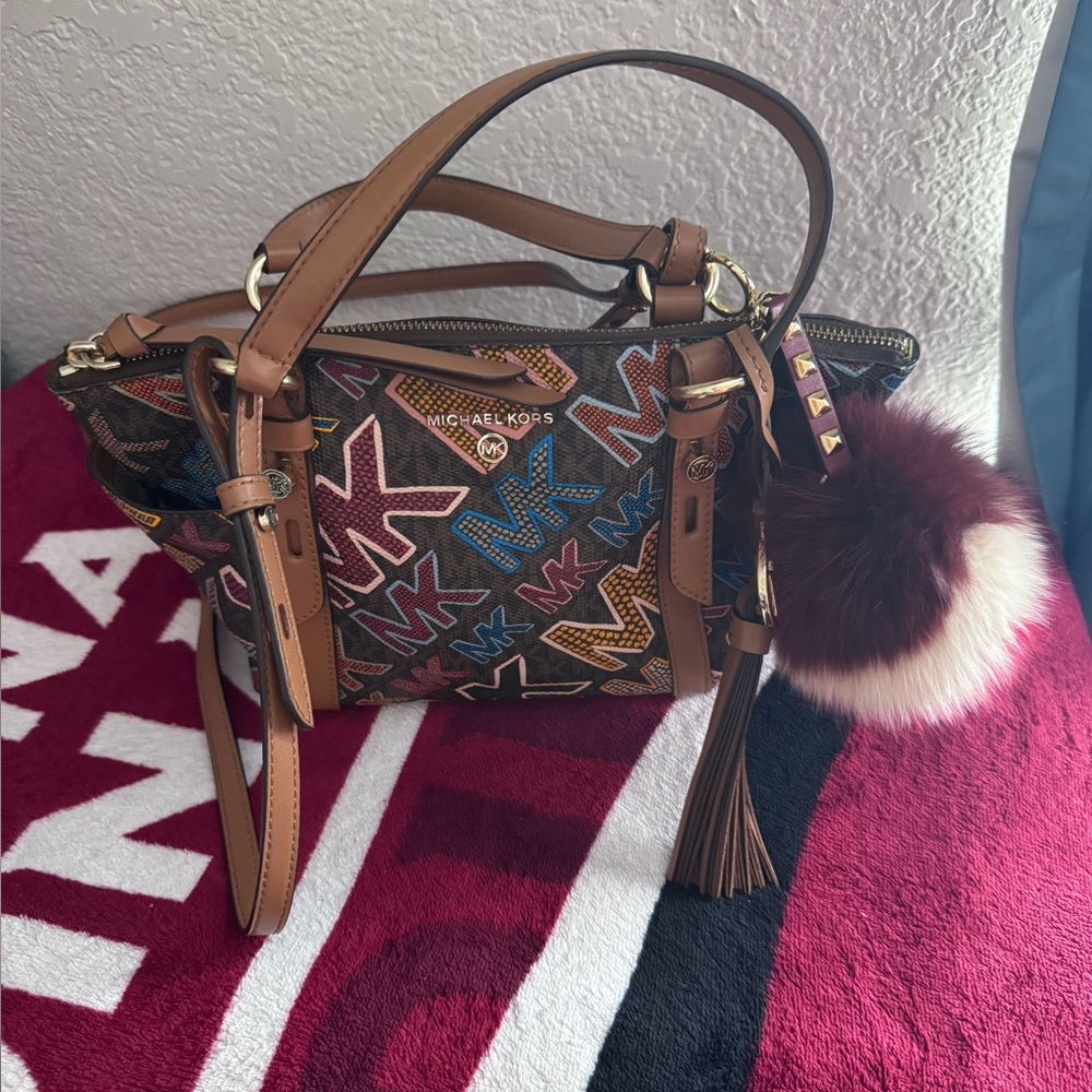 Michael Kors Brown and Multicolor Crossbody Bag (Sullivan)